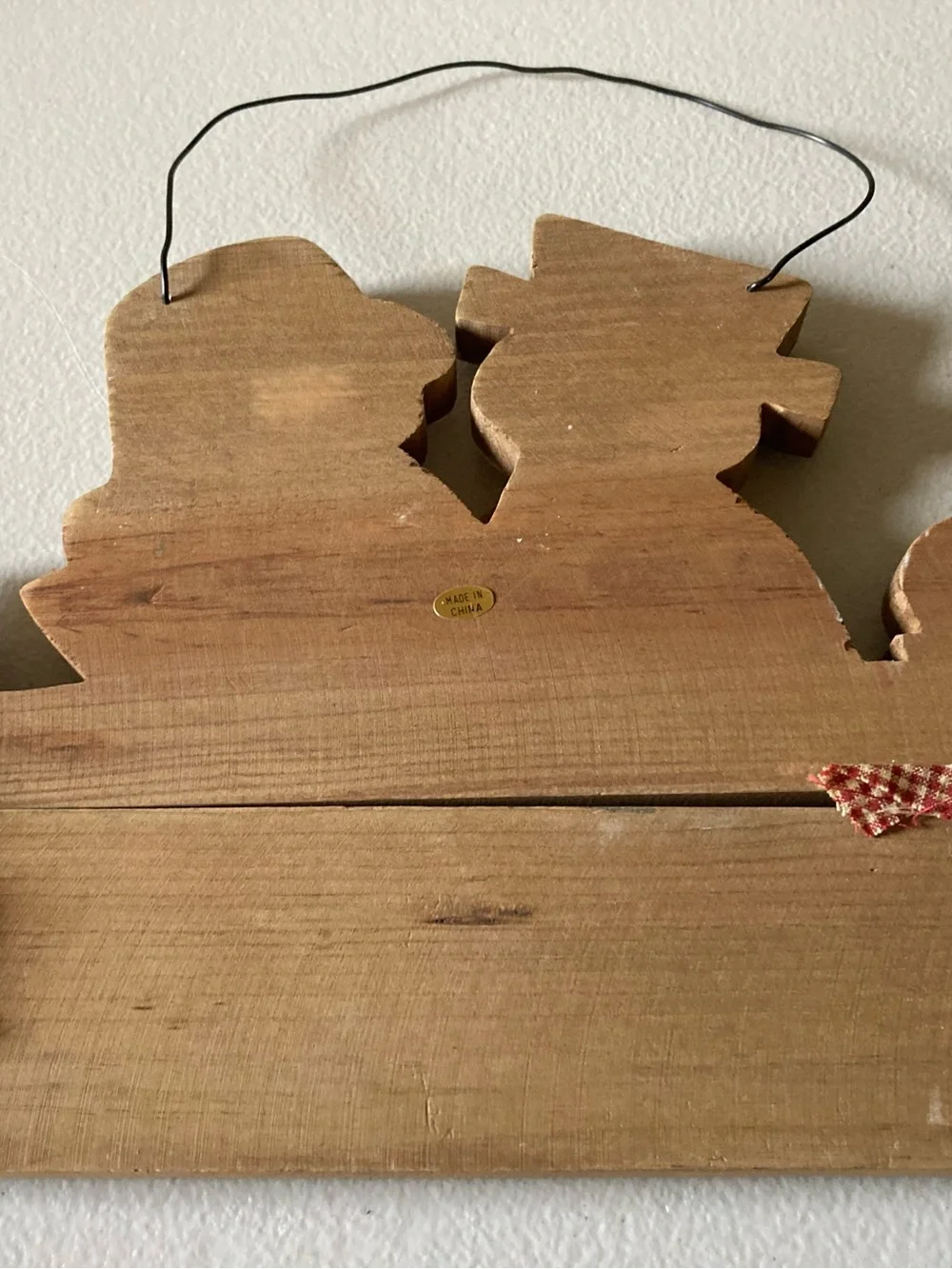 Hanging Wood Snowman Couple Plaque Sign 